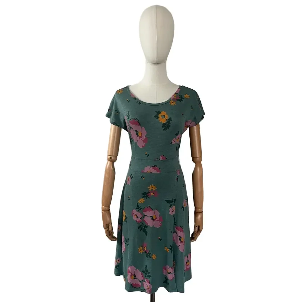 Toad and Co Floral Green Faux Wrap with Tie Waist Dress Size XS - Picture 2 of 15